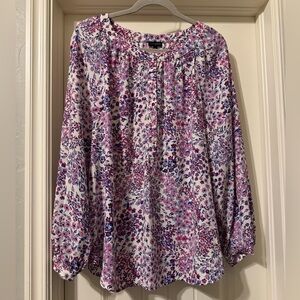 Talbots blouse size XL floral pattern. Pink and purple. Like new